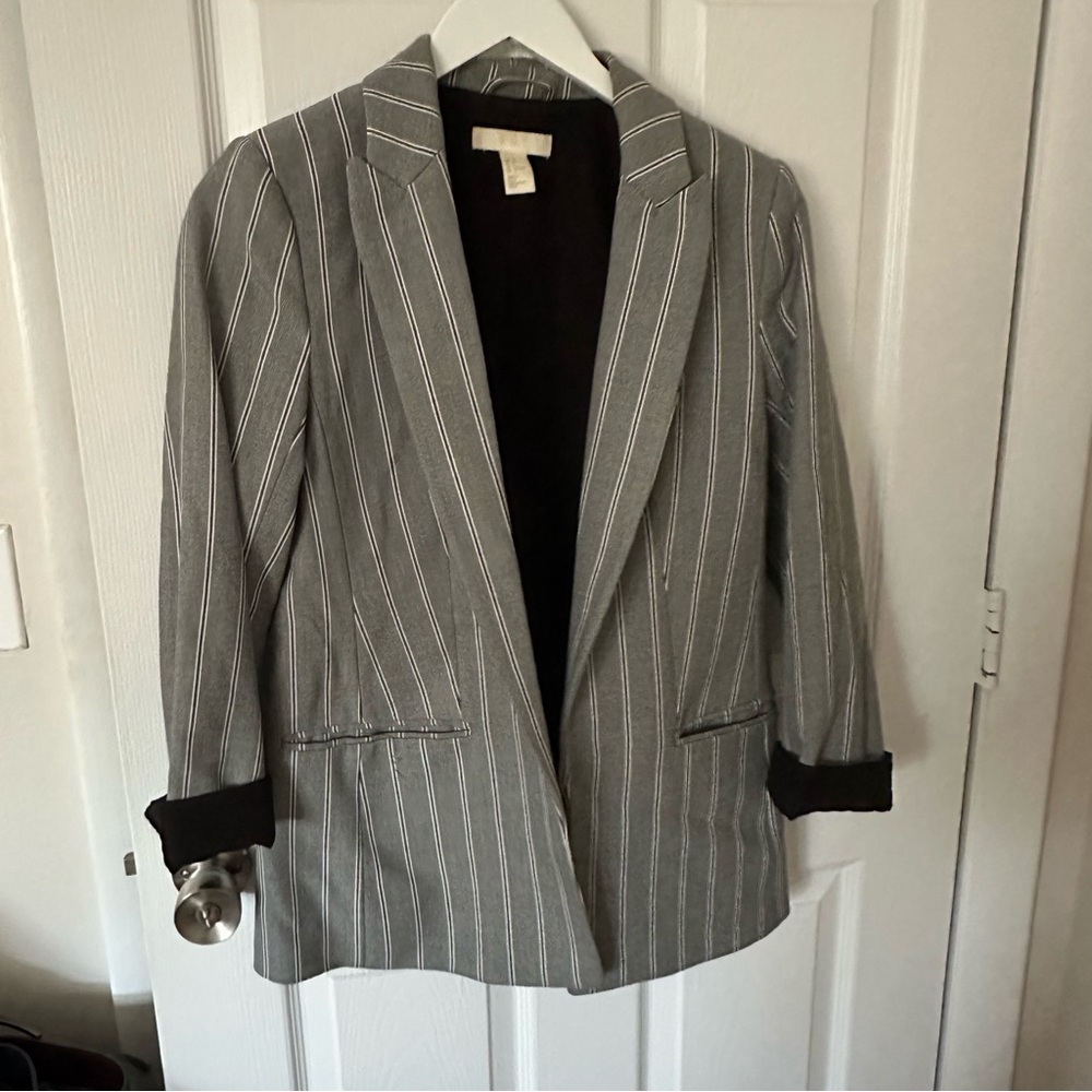 Gray with White Stripe Blazer